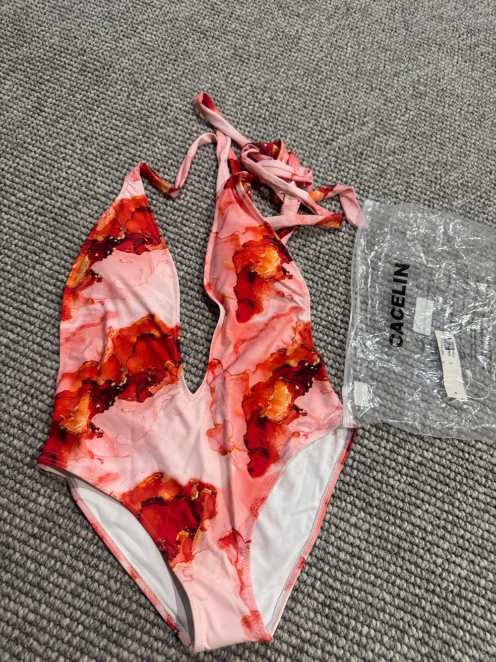 Pink & Red Marble One-Piece Swimsuit